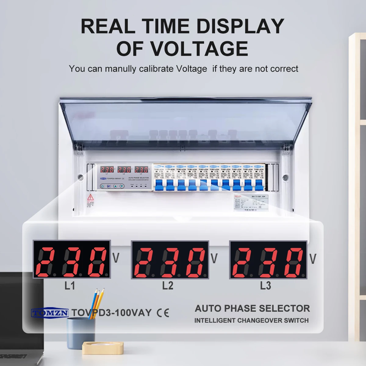 Imagem -06 - Voltímetro Trifásico Trifásico 3p Mais n Din Rail Seletor de Fase com Proteção Ajustável contra Sobretensão Monitor Relés Protetor