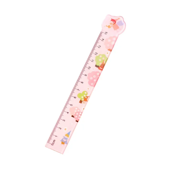 New 1 Piece Cute Kawaii Stationery Cartoon Drawing Gift Office School Cute Straight Plastic Ruler 15cm Kawaii School Supplies