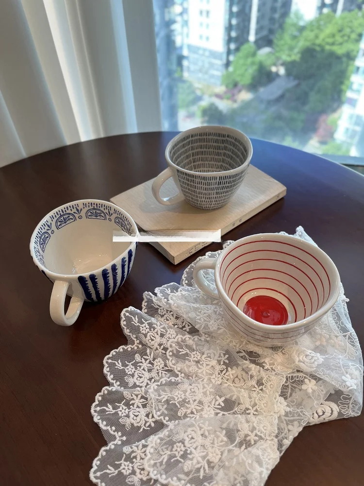 

Nordic Sle Hand-Painted Geometric American Coffee Cup Milk Mug Cerc Breakfast Cup Vintage Adult 30mL-400mL Mark Cup