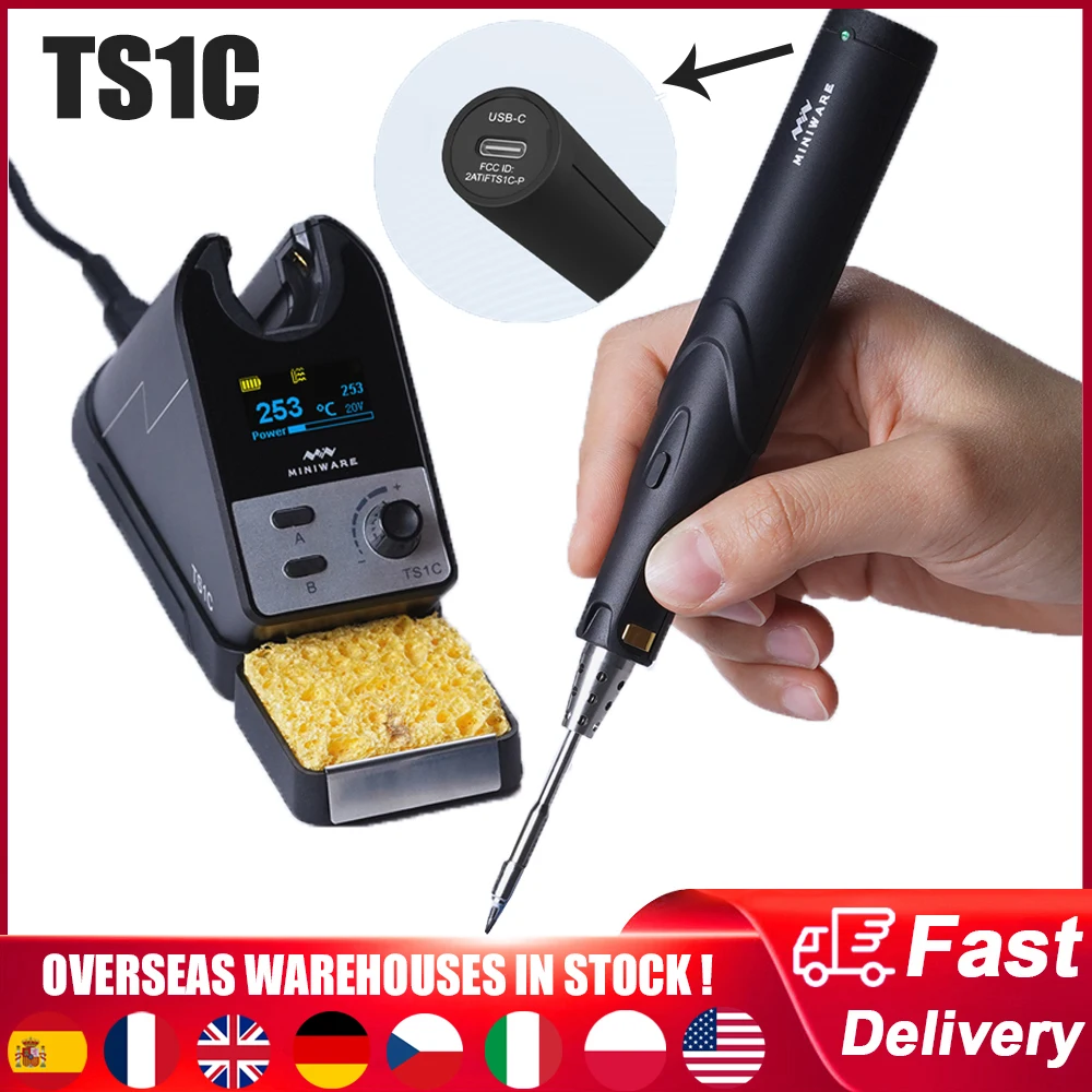 

MINIWARE TS1C Cordless Soldering Iron 45W Smart Soldering Station Digital Display Super Capacitor Powered Rework SMD Repair Tool