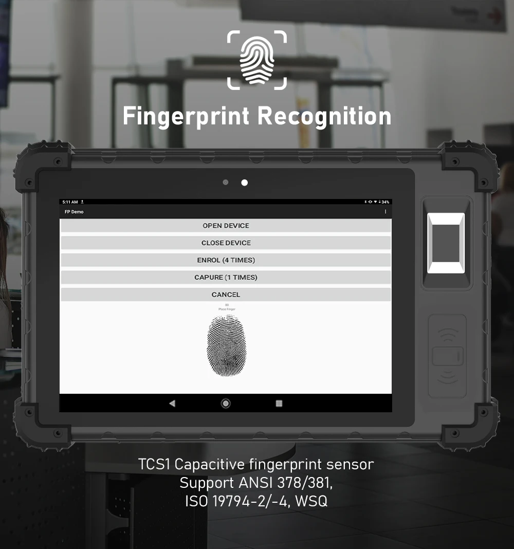 HFSecurity FP08 Biometric Tablet for KYC identification 4G GPS dual free SDK IP65