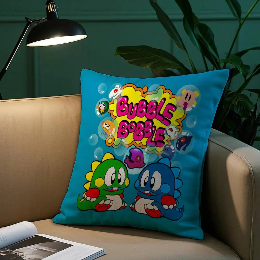 Funda de almohada Game Bubbles B-Bobble, fundas de almohada cuadradas decorativas, funda de cojín con estampado de doble cara para sofá, regalo de decoración del hogar