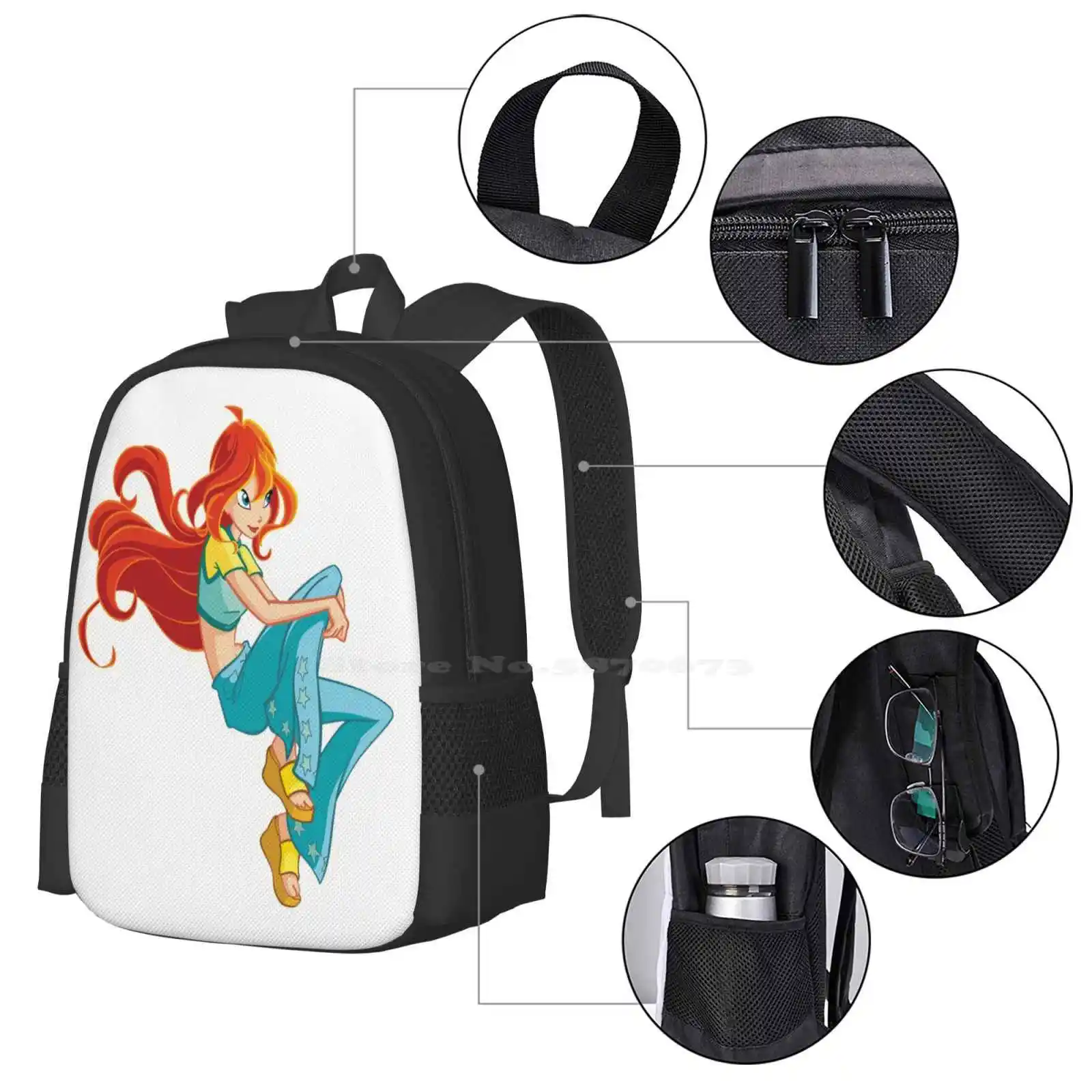 Tas sekolah Bloom untuk gadis remaja tas Travel Laptop Bloom Fairy Winx gadis Fate peri bentuk peri Charix antienchx