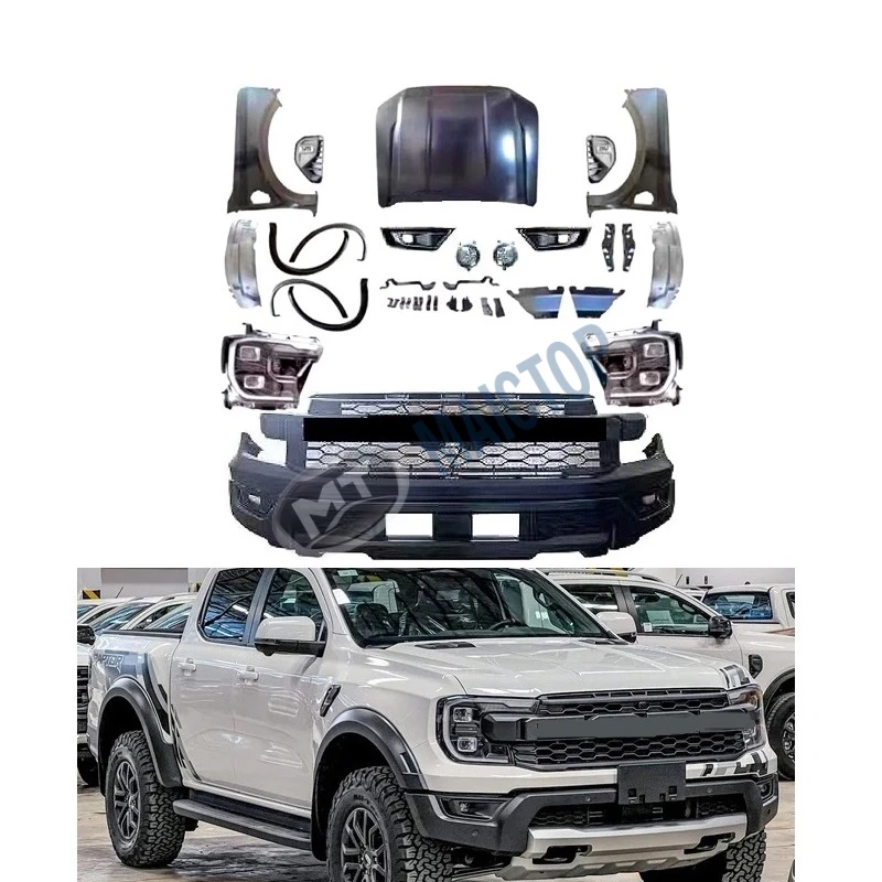 

Maictop car accessories facelift front bumper grill headlight body kit for ranger raptor T6 T7 T8 upgrade to T9 2022 2023