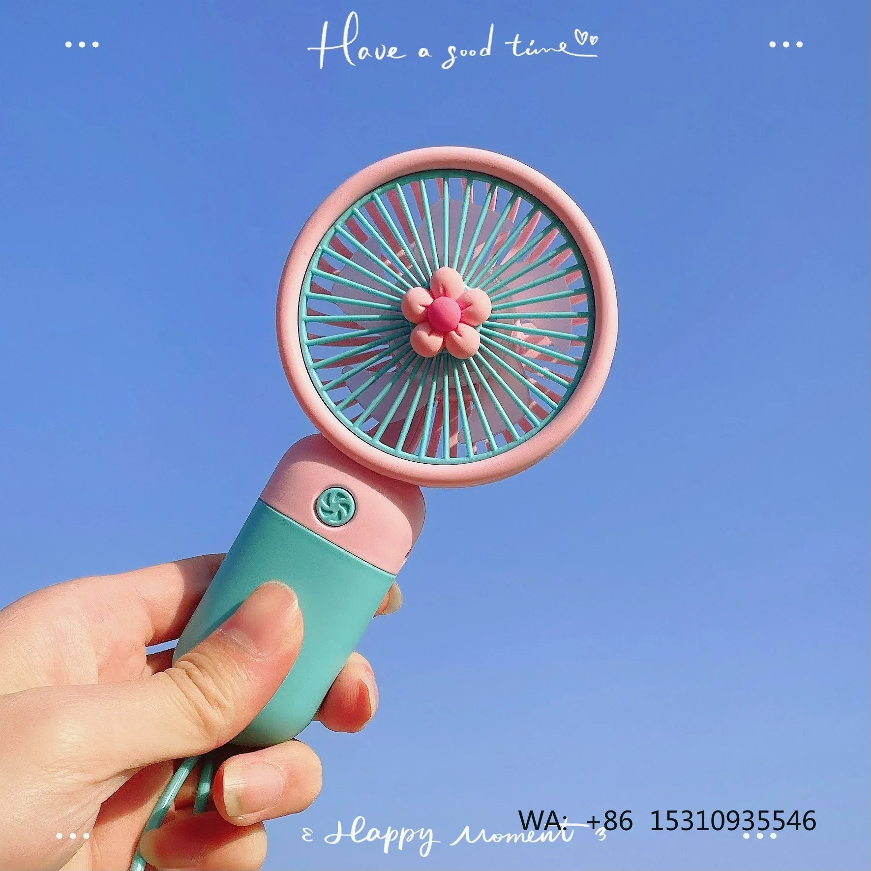 2026 Hot sale handheld Fan with Cute Flower Fruit Design USB Rechargeable & Safe Quiet Bladeless Fan for  Outdoor Indoor Use