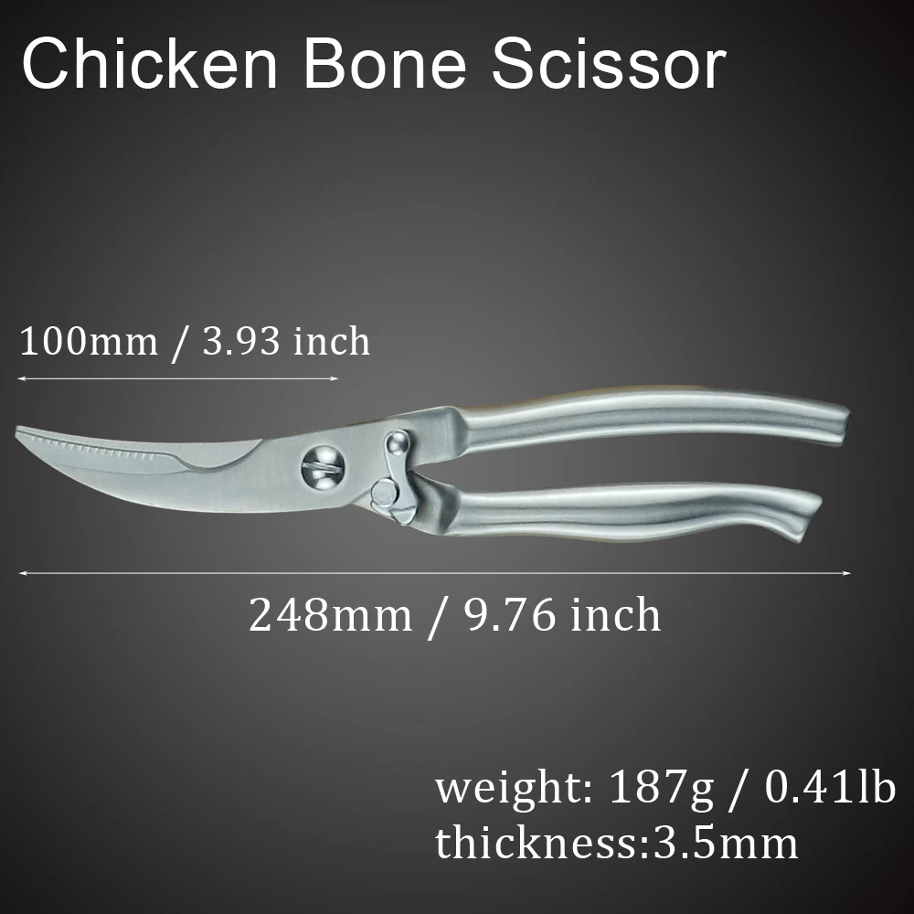 RZD High Carbon Stainless Steel Kitchen Sicssor Chiken Bone Shear Set Poultry Utility Knife Meat Fish Bone Seafood Slicer Cutter