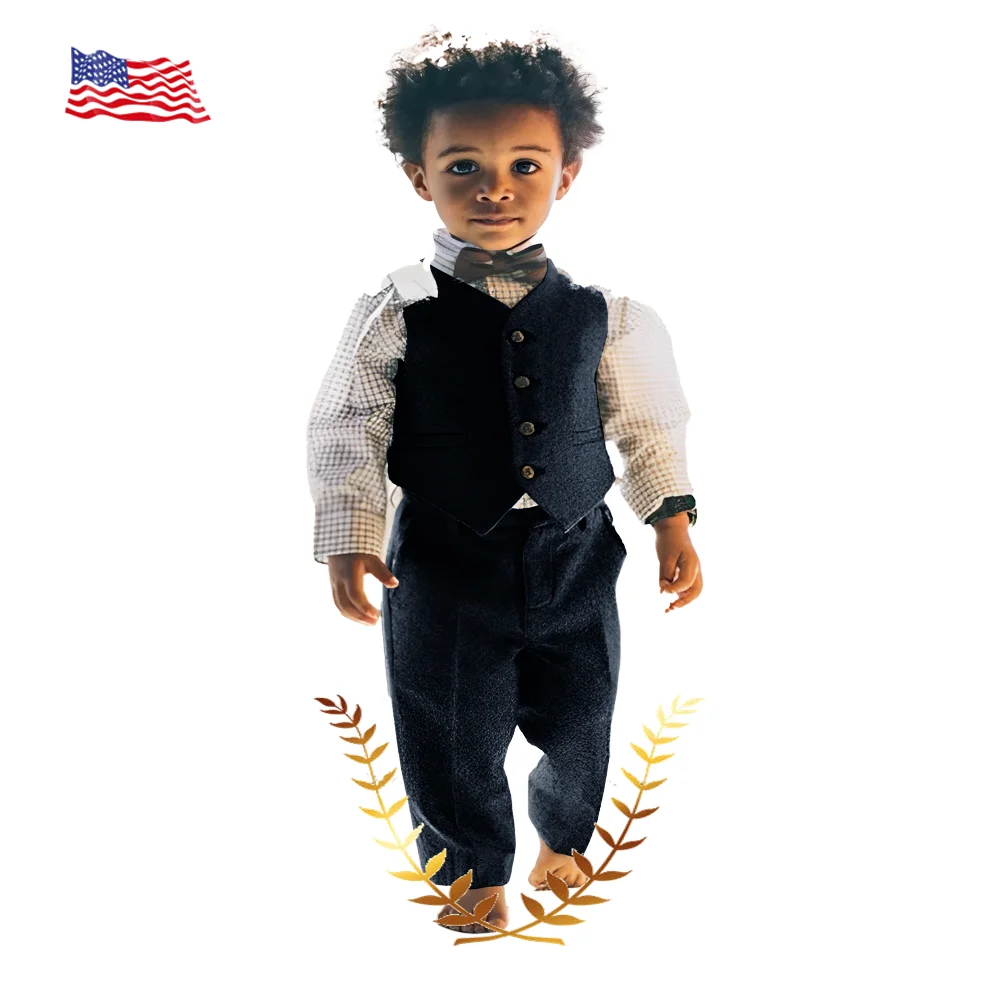 Woolen 2-piece Boys Suit Vest Pants 2-16 Years old Warm Waistcoat Pants Kids Retro Wool Clothes