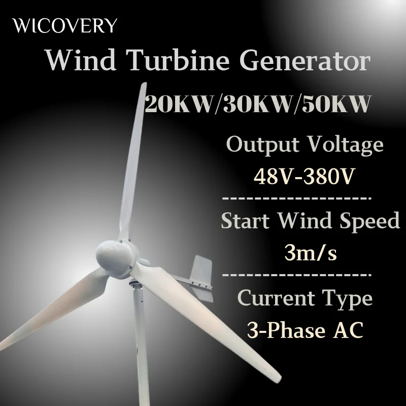 20KW 30KW 50KW Wind Turbine Power Generator Off Grid System Output 220V 230V 240V System For Home Complete Kit MPPT Charger