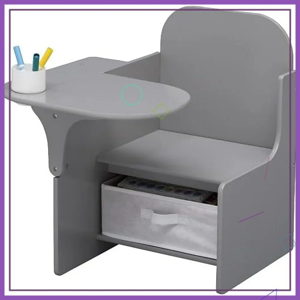 Sedia da scrivania per bambini con contenitore portaoggetti, grigia: perfetta per età 3+, sicura e durevole