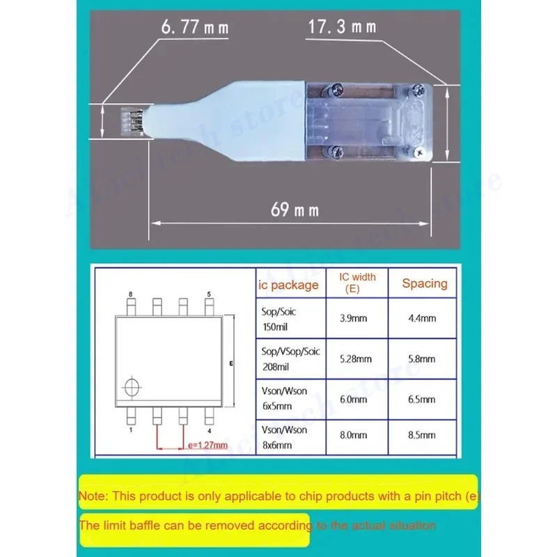 sop8/wson chip download, burn and write probe, spring needle, flash eeprom chip burner wire