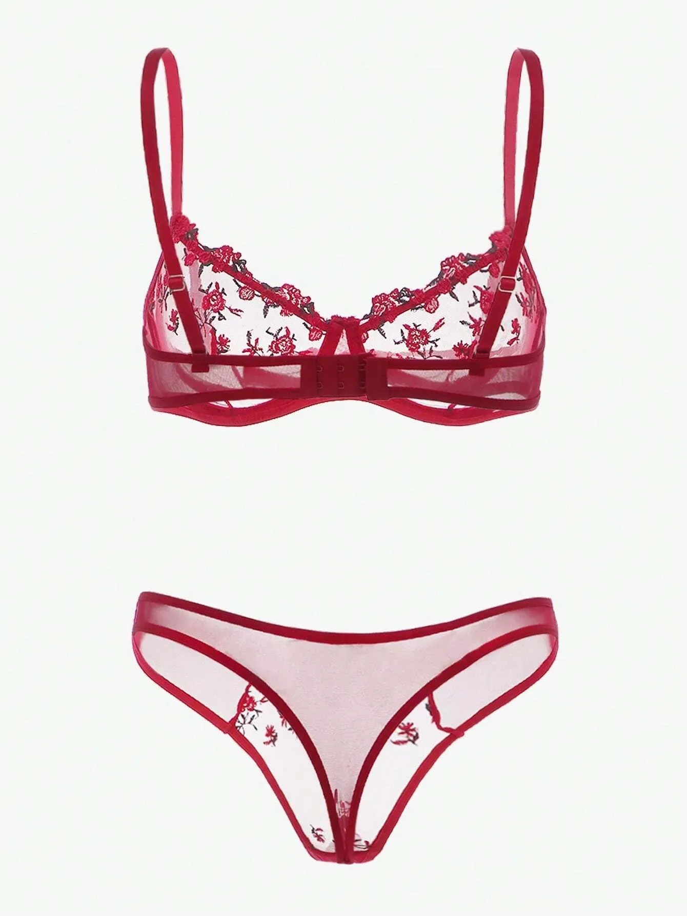 New Transparent Lace Bra Women Sheer Temptation Exotic Sexy Lingerie Set Ladies Embroidery Floral Bras Underwear Sets Push Up