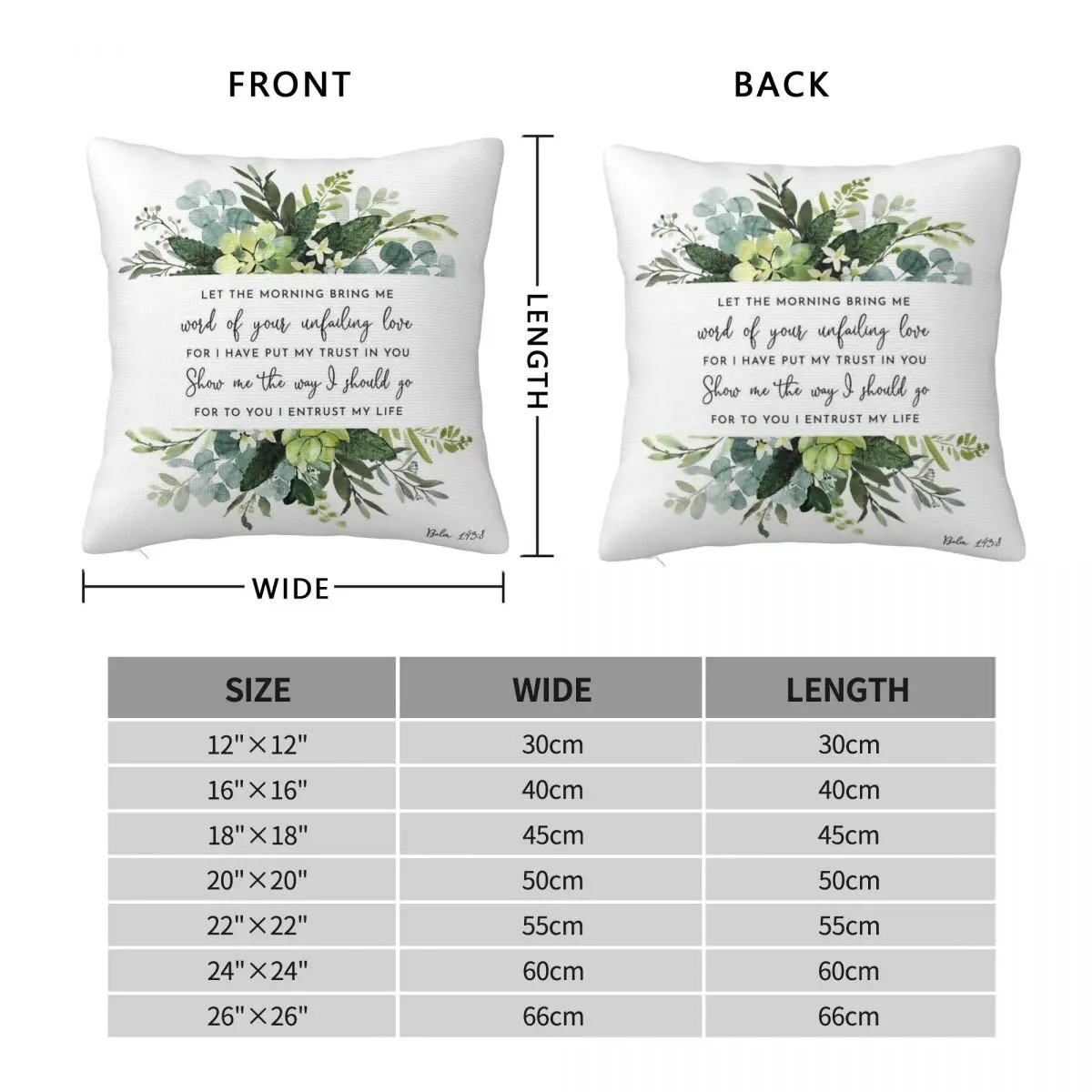 Show Me The Way Psalm 143:8 Pillowcase Polyester Linen Velvet Creative Zip Decor Throw Pillow Case Sofa Cushion Cover