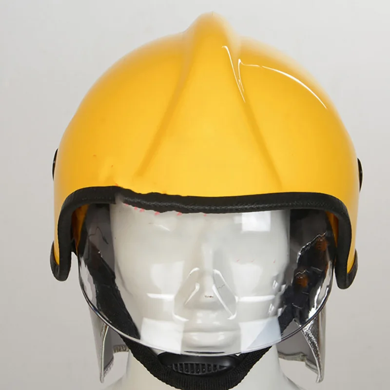 Plastic Fire Helmet Protective firefighter Fireproof Hat Yellow Rescue Helmet WIth Transparent mask Shock proof for Factory