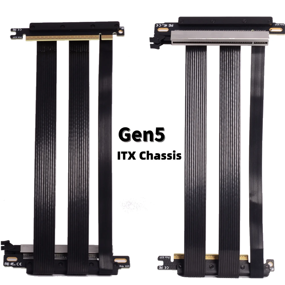 

Gen5 PCI-E 16X 5.0 Riser Cable PCI Express 5.0 x16 Dual Reverse Высокоскоростной адаптер-удлинитель графического процессора ITX A4 RTX4090 Видеокарта для ПК