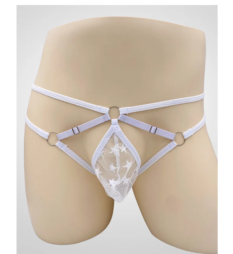 Mans Panties Thong Men's U Convex Sexy Underwear Transparent Buttocks Low Waist Fashion G-string Underpants