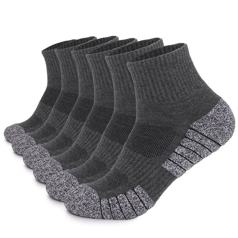 6 pairs Outdoor sports socks Thickened towel bottomed hiking socks Sweat-absorbing short tube sports running socks Men Socks