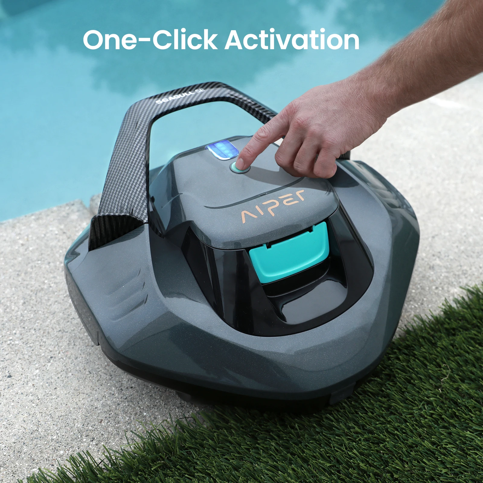 Refurbished AIPER Seagull SE Cordless Robotic Pool Cleaner, Above Ground Pool Vacuum with LED,Lasts 90 Mins, Self-Parking