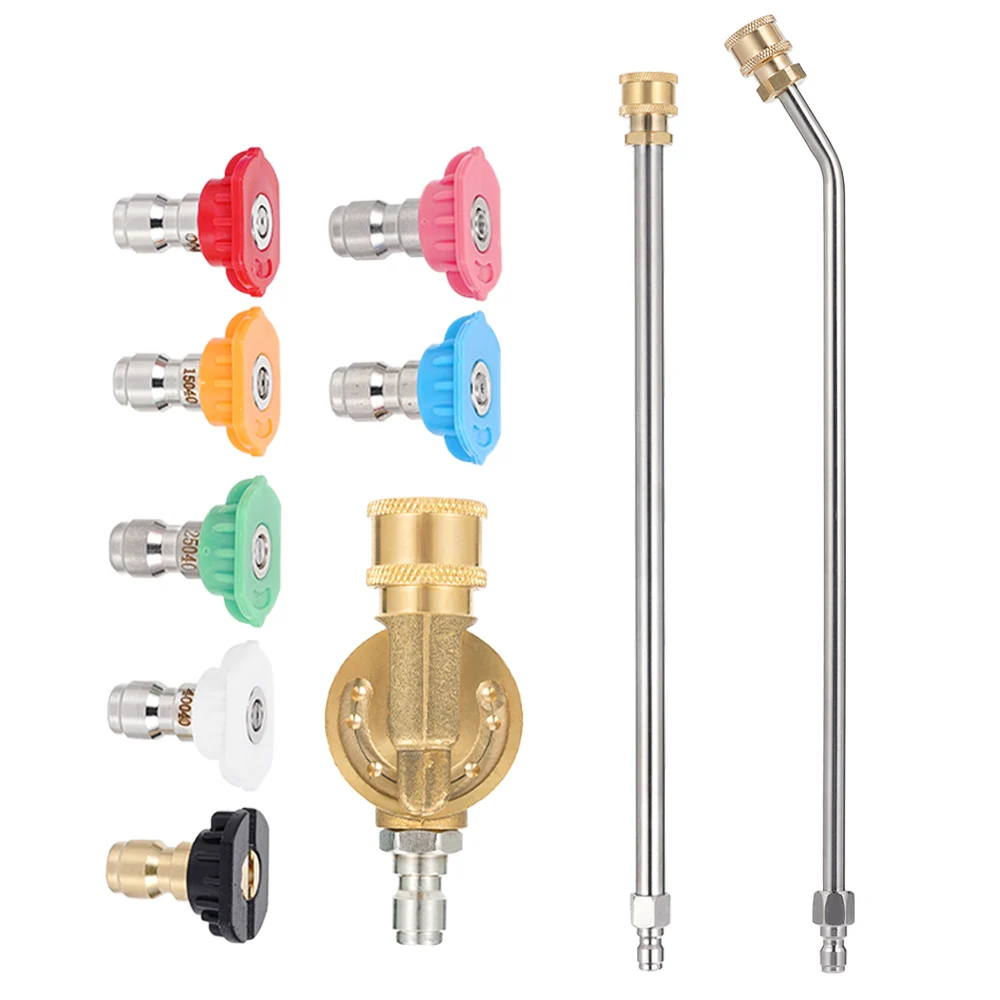 4000PSI Pressure Washer Extension Wand 1/4 Inch Quick Connect Stainless Steel Brass Spray Lance Curved Car Washing Cleaning
