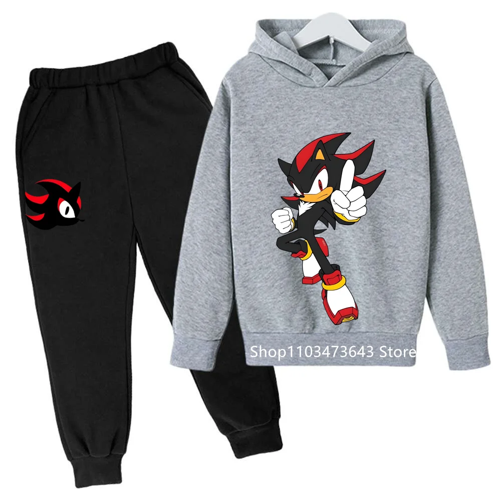 Sonics sweat à capuche pour enfants pantalon costume mode Anime sweats à capuche garçon lettre sweats décontracté impression dessin animé survêtement pulls