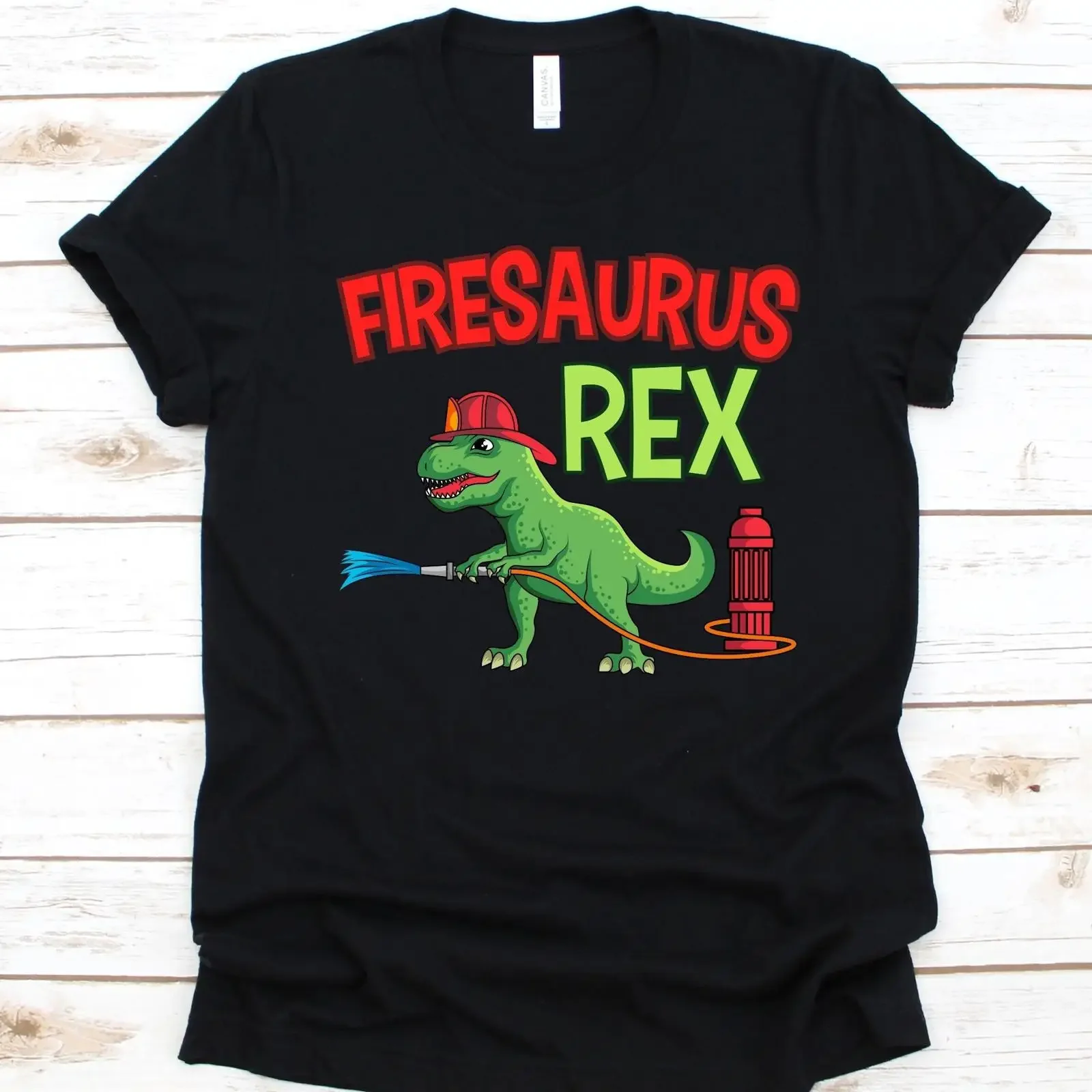Firesaurus Rex Firefighter T Dinosaur Shirt Funny Fireman for International Firefighters' Day vintage Washed Soft