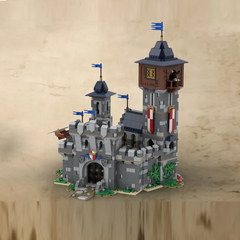 Castelo medieval modelo moc tijolos de construção castelo torre acampamento tecnologia modular presentes feriado montar crianças brinquedos terno