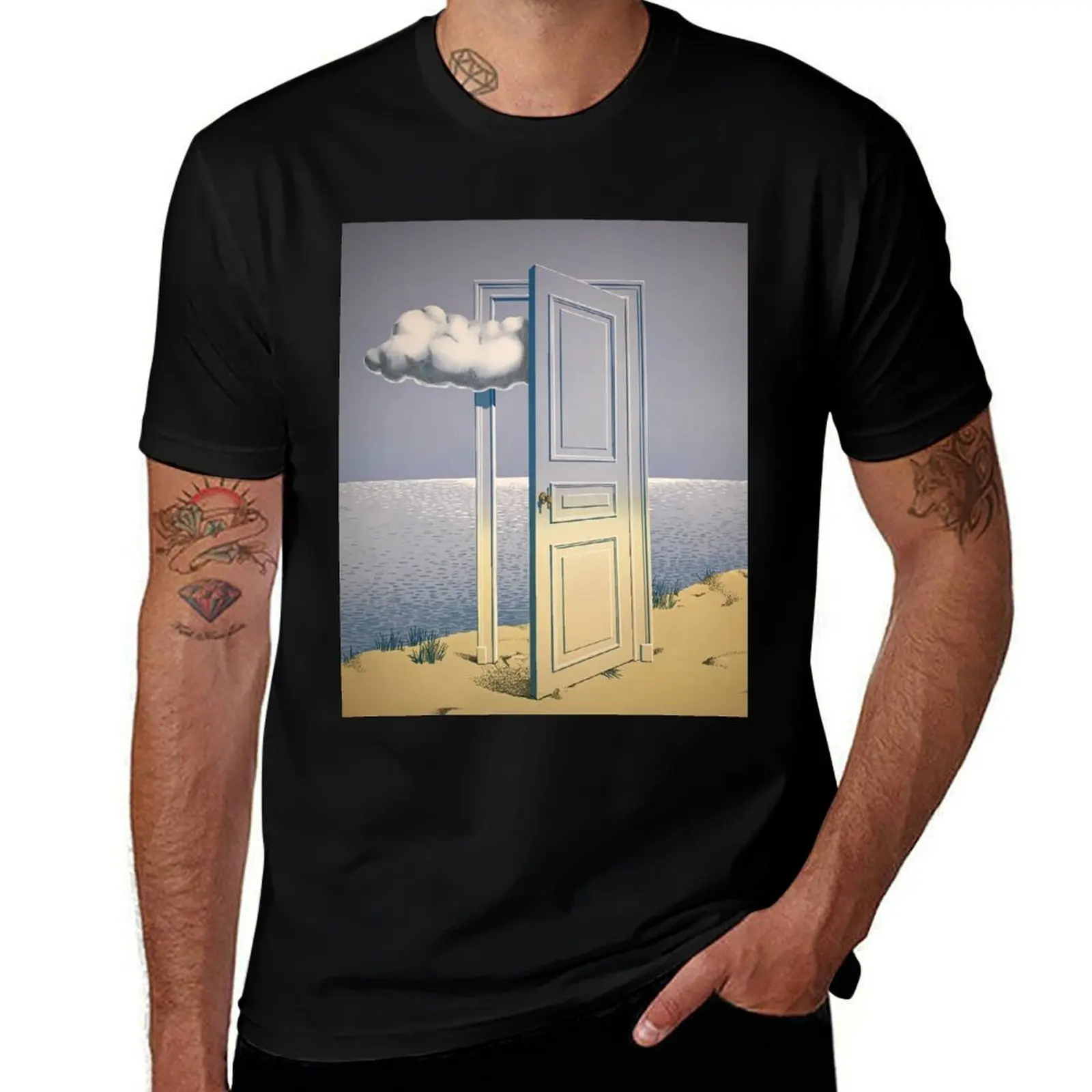 René Magritte Art Exhibition Poster, Vintage Art, Abstract Poster T-Shirt Casual Soft Cotton Short Sleeve Tee T-Shirt