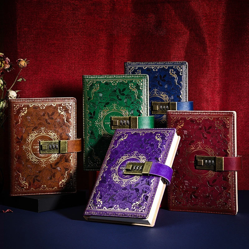 Diary B6 Journal with Lock Notebook Password Padlock Notepad Agenda Planner Stationery Sketchbook Organizer Office Note Book Set