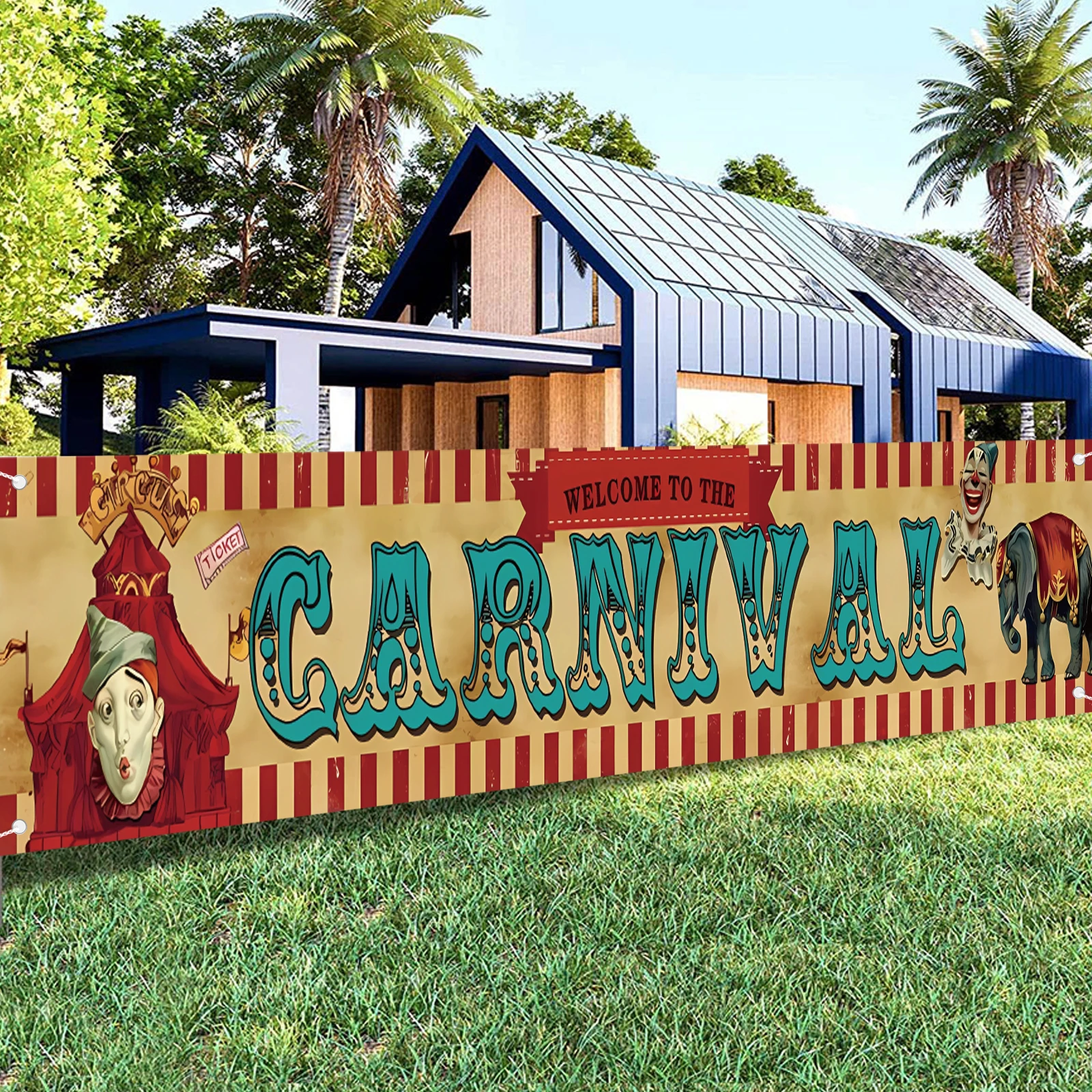 Willkommen im Karneval, Hofbanner, Zirkus, Karneval, Partyzubehör, Dekoration, Geburtstag, Karneval, Party-Dekoration. Willkommen im Jahr