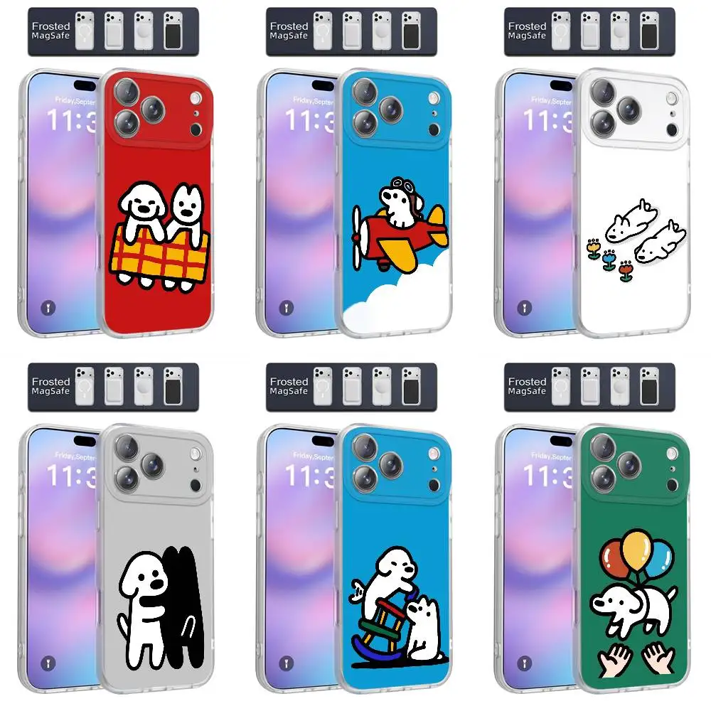 

M-Matsui Cartoon Dog Phone Case For iPhone 17,16,15,14,13,12,11,Pro,Max,Plus,E,Air,Mini Magnetic Magsafe Frosted Clear