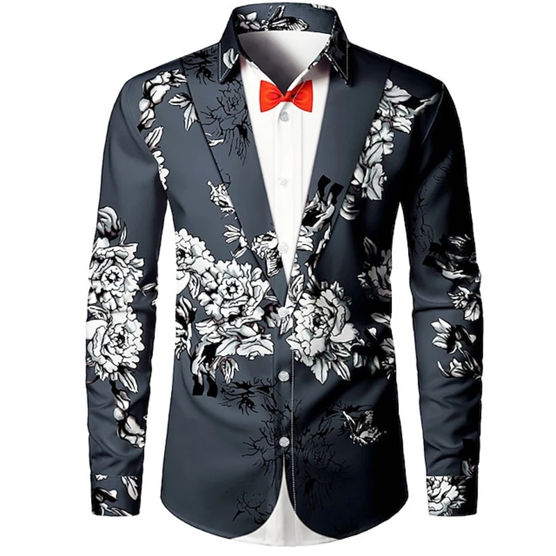 2024 Men\'s Suit Shirt Party Fashion New Design Fashion Black With Lapels High Quality Soft And Comfortable Shirts Clothing