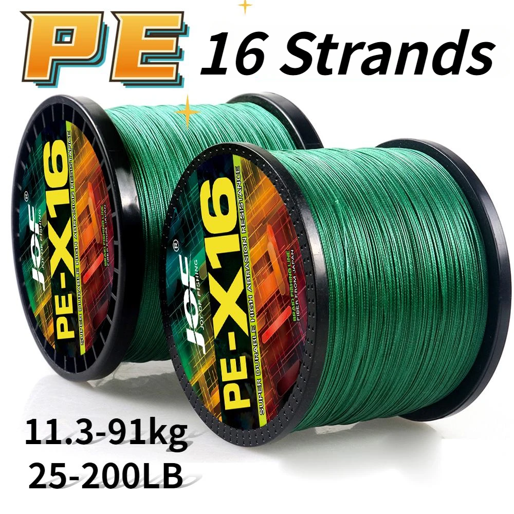 JOF Braided Fishing Line 16 STRANDS 100M 25 32 40 55 68 80 100 125 140 161 200LB Extreme Strong Multifilament Wire 0.16-0.80MM