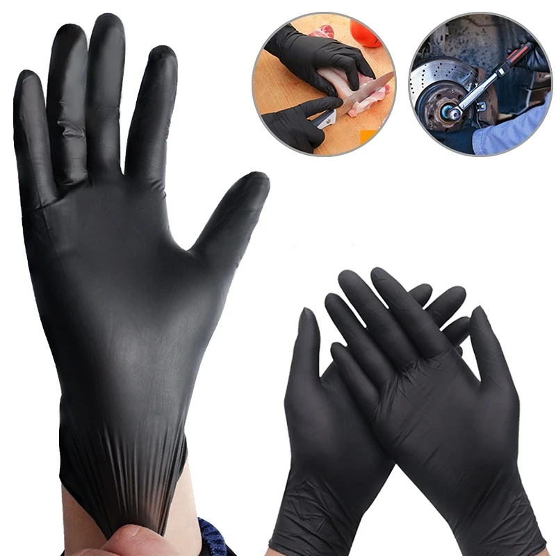 

20PCS Nitrile Disposable Gloves Waterproof Food Grade Black Home Kitchen Laboratory Cleaning Gloves Cooking Car Repairing Gloves