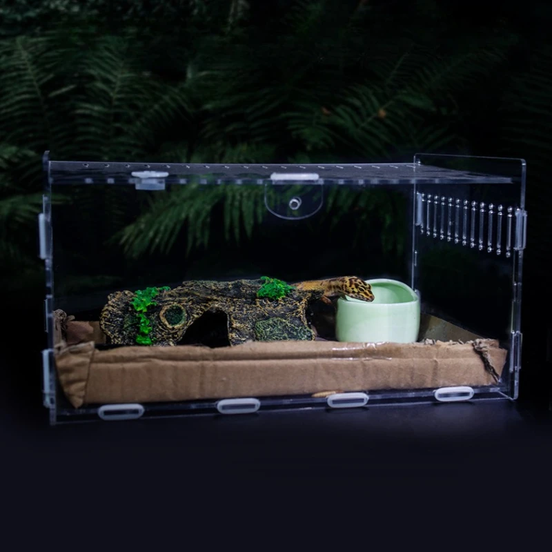 

Acrylic Climbing Pet Breeding Box Transparent Reptile Terrariums Snail Lizard Horned Frog Snake Display Box Reptile Pet House