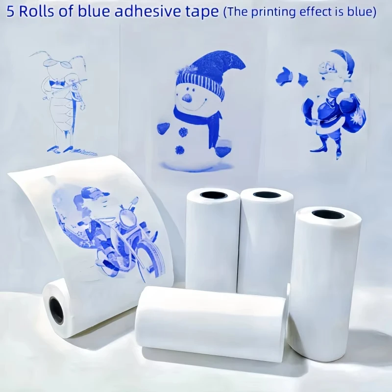 Mini Print Self-Adhesive Paper with Blue Printing Effect, Suitable for Study Notes, Work, Photos, to-do Lists, Memos Inkless