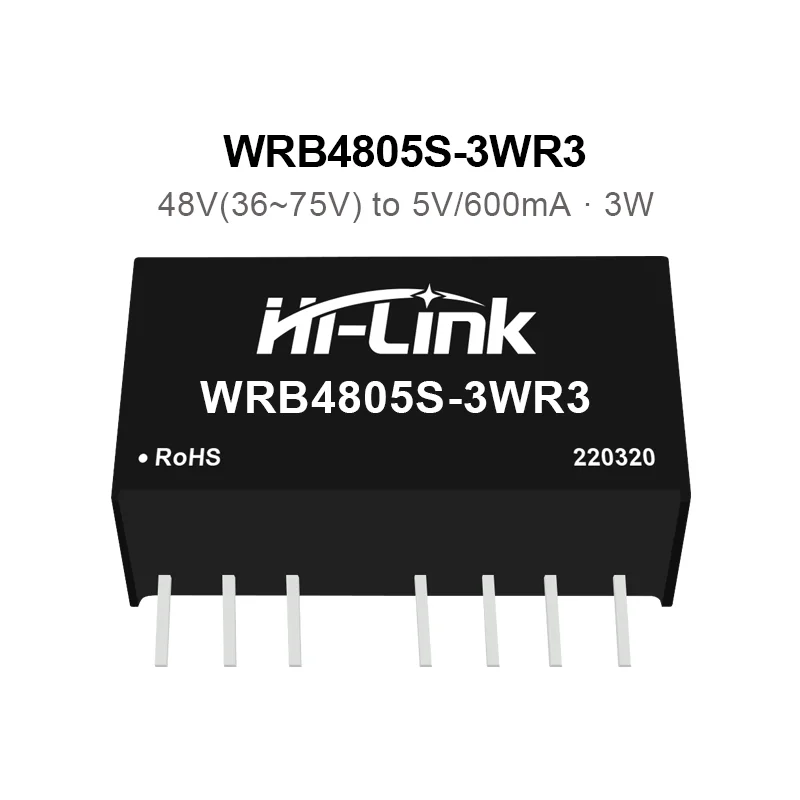 Hi-Link 36~72Vdc 3W to 3.3V/5V/9V/12V/15V/24V WRB4803S-3WR3 WRB4805S-3WR3 WRB4812S-3WR3 WRB4824S-3WR3 DC-DC Power Supply Module