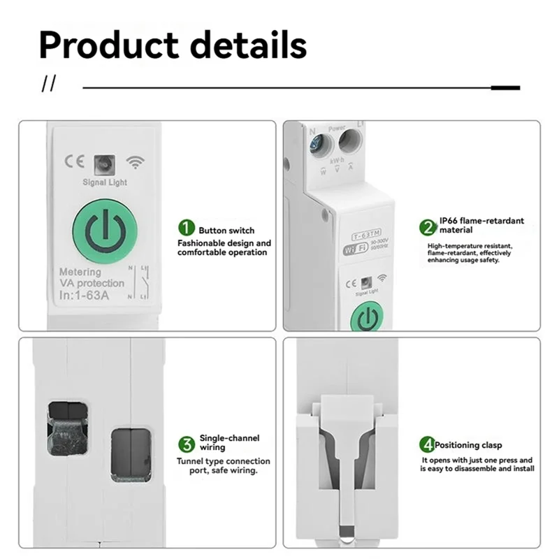 ALIM-AC90-300V Wifi Smart Circuit Breaker Over Current Under Voltage Protection Power Metering Wireless Remote Control Switch