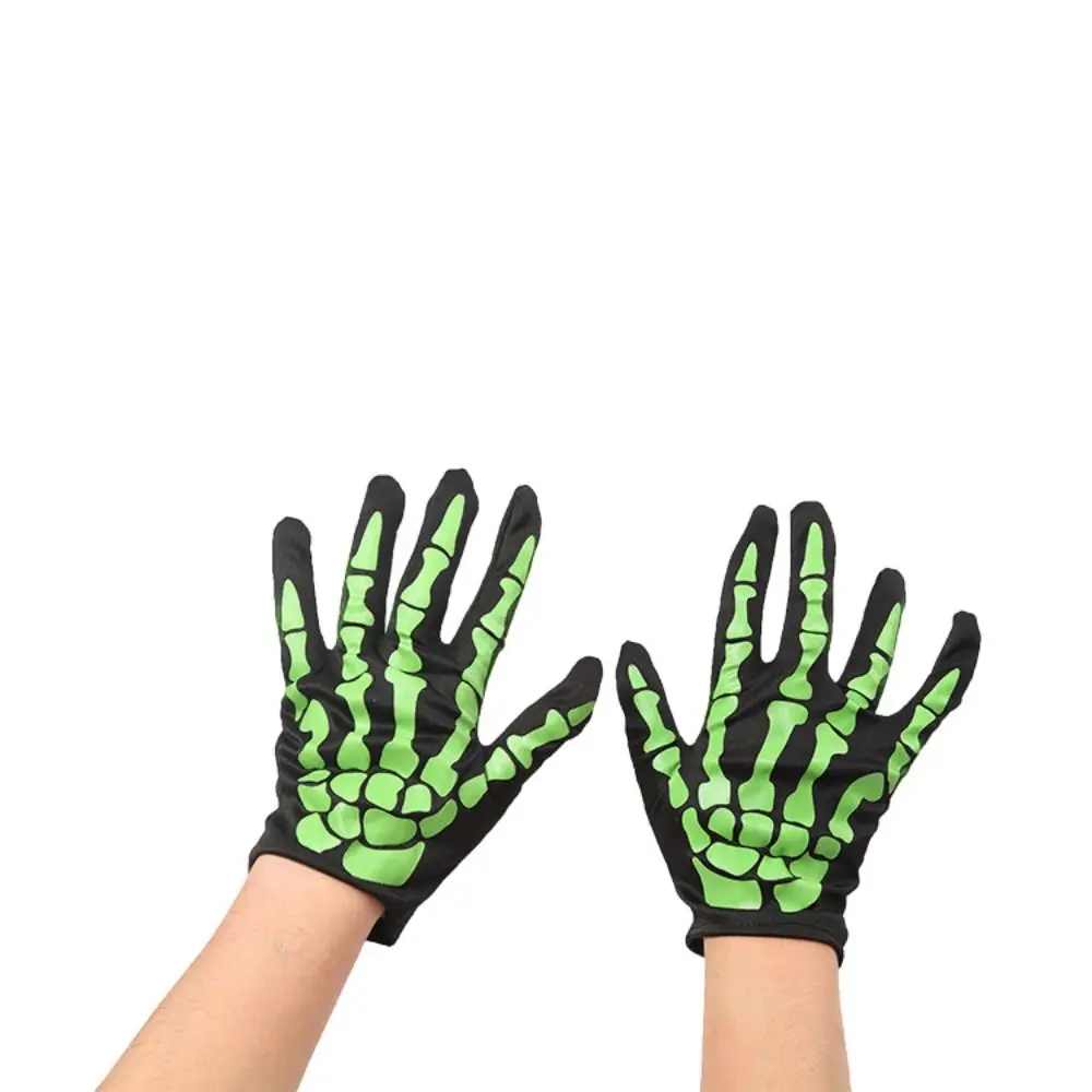 Full Singer Halloween Gloves Thicken Cycling Skull Claw Bone Gloves Windproof Streetwear Skeleton Goth Mittens Cosplay Pros