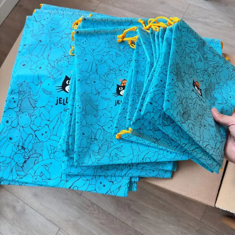 Jellycat heet verkoop op voorraad blauwe stofzak, kat knuffel cadeauzakje, cadeau niet-geweven stof opslag verpakking tas handtas cadeau