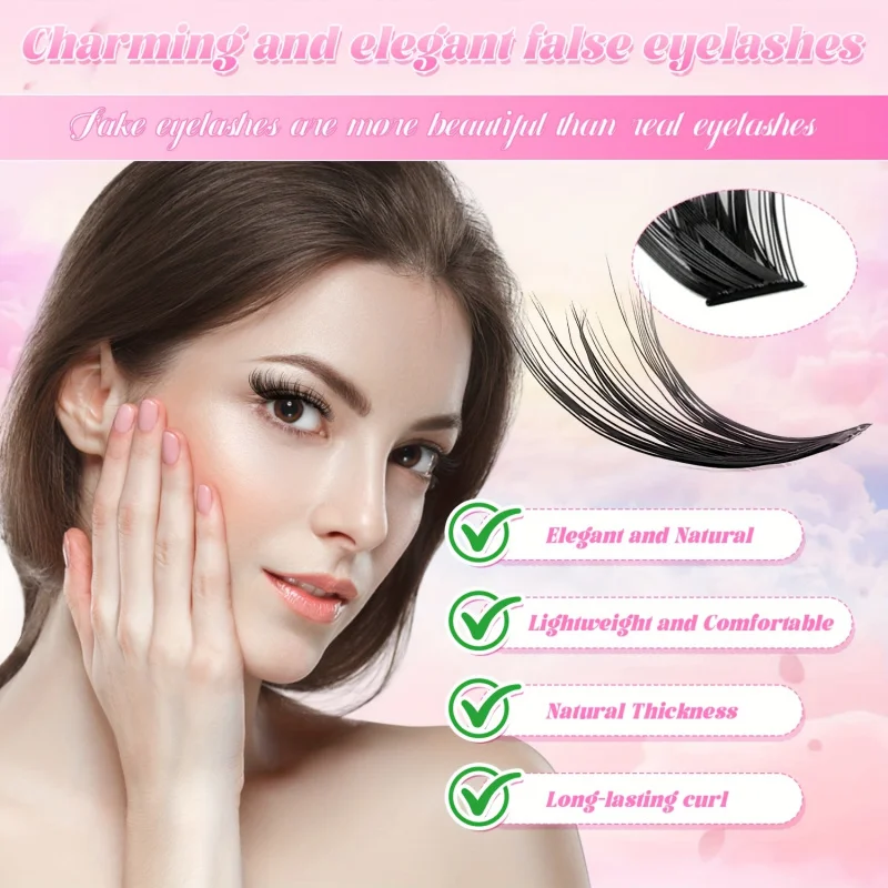 ชุดต่อขนตาปลอม/ชุดต่อขนตาปลอมแบบธรรมชาติและหนา, ขนตาปลอม, ชุดต่อขนตาแบบกลุ่ม DIY (ชุด 30406080100D)