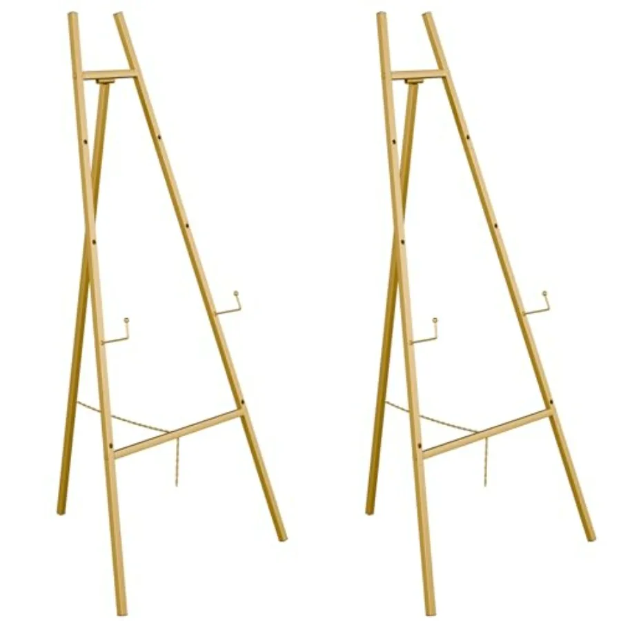 

Gold Easel Stand for Sign Heavy Duty Easel 4-Tier Adjustable Art Easel for Painting Wedding Sign 2pc