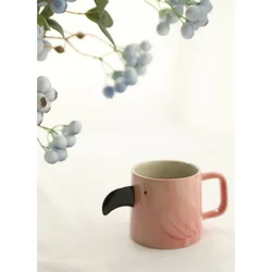 TingKe-Handmade Cute Bird Shaped Ceramic Mug, Creative Hand Drawn Cartoon Bird Ceramic Cup, Coffee Cup, Water Cup, Tea Cup