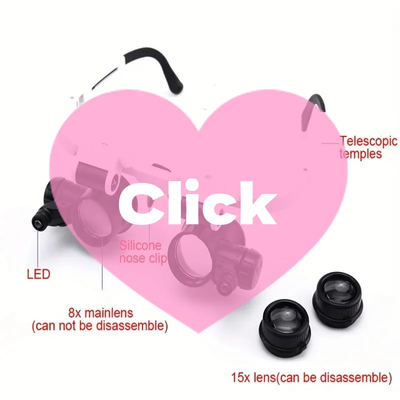 

Magnifying Glass 8X/15X/23X Jeweler Watchmaker With LED Light Telescopic Headband Magnifier Glasses Reading Loupes Eyewear