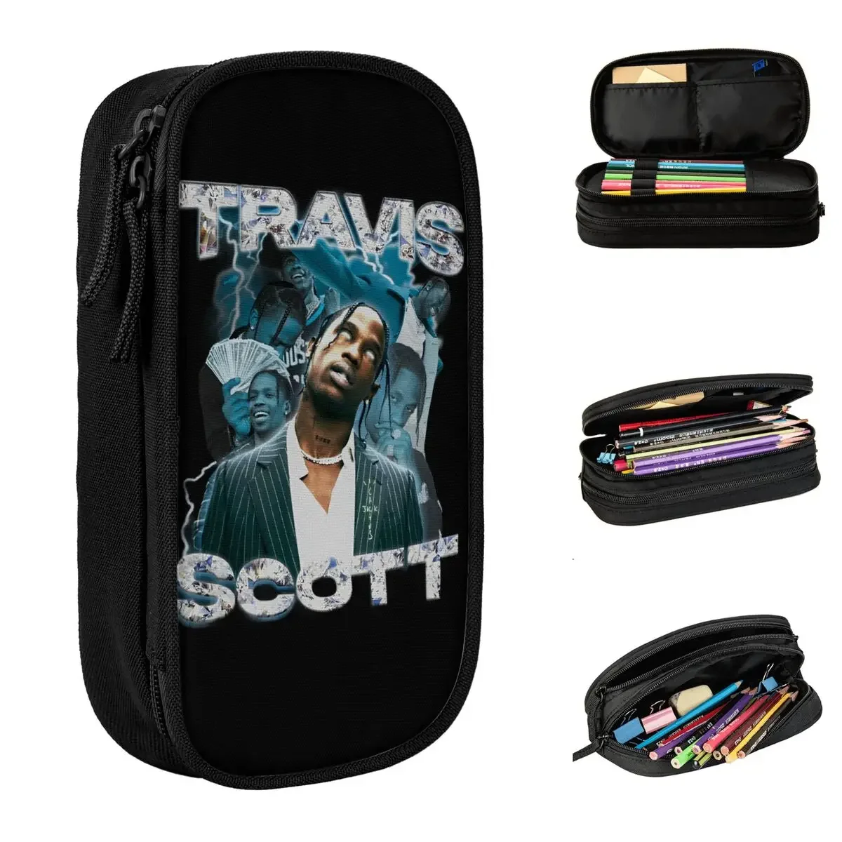 

Rapper Hip Hop Cactus Jack Pencil Case Pencil Box Pen Box for Student Large Storage Pencil Bags Office Gift Stationery