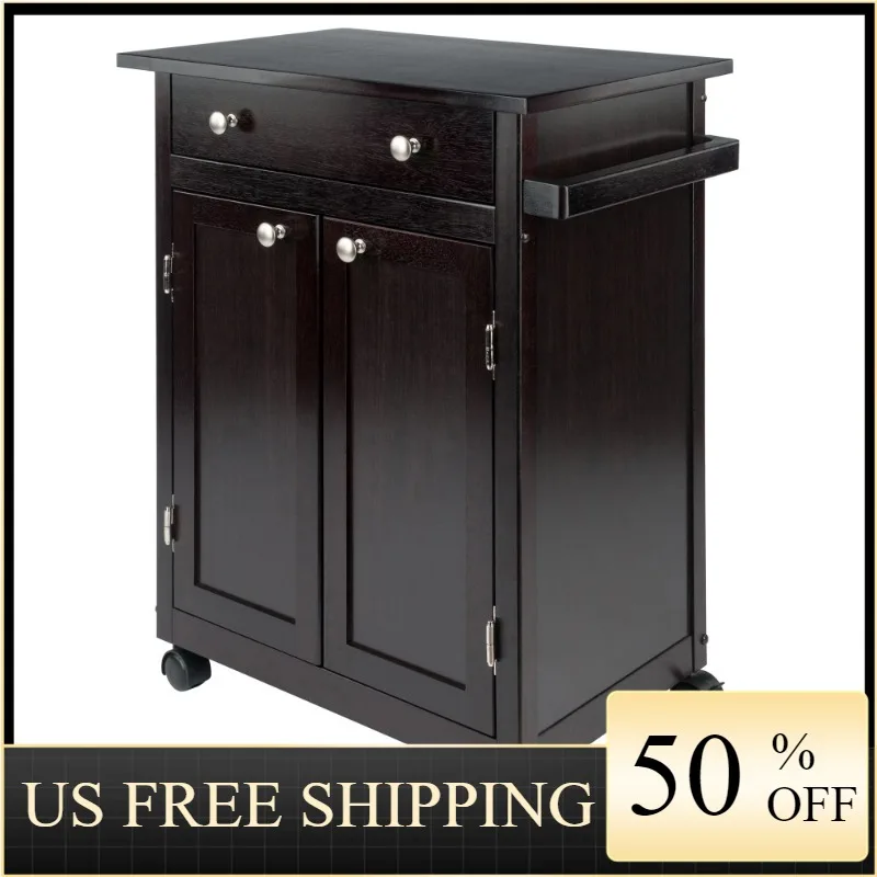 

Winsome, деревянная Саванна, хозяйственная Кухонная Тележка, Отделка эспрессо, кухонные острова и тележки