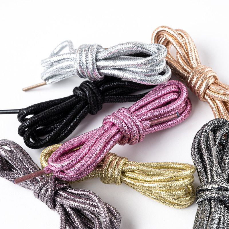  24 Colors Round Gold and Silver Colorful Bright Shiny Shoelaces Sneaker Sport Shoes Laces Bootlaces Shoe laces Strings Dropship