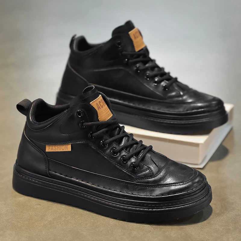 2025 Viral Men's Fashion Sneakers - Chunky Sole Hong Kong Style Height Boost Breathable Comfortable Daily Commute