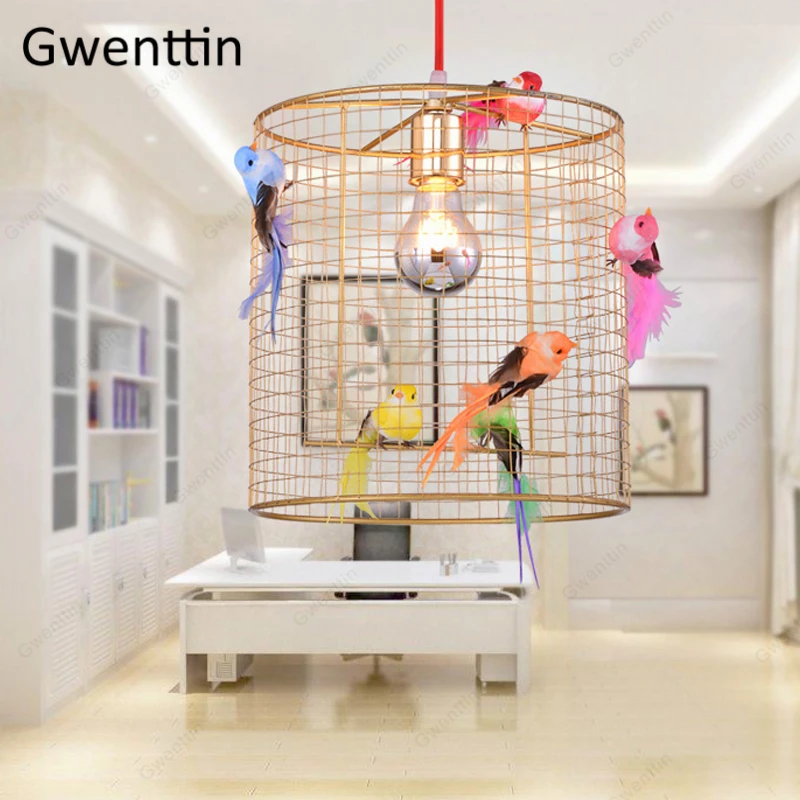 Imagem -05 - Criativo Bird Cage Pendant Light Nordic Loft Home Decor Lâmpada Suspensa para Sala de Estar e Quarto Luminárias Led Modernas