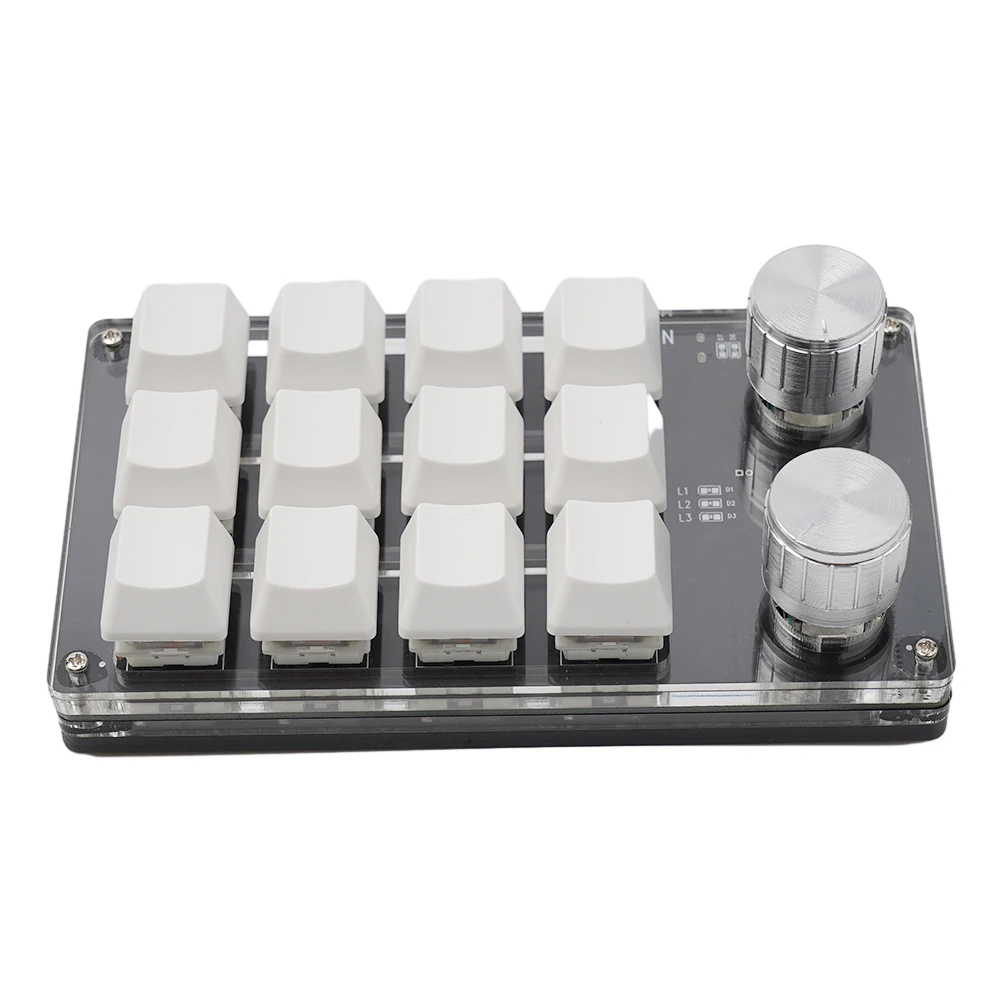 Teclado mecánico multifuncional programable, teclado de 12 teclas y 2 botones con 12 teclas y 2 perillas, teclado pequeño DIY