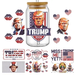 Donald John Trump UV DTF Cup Wrap Sticker per 16oz Cup Glass Wrap Transfer Sticker etichetta personalizzata Logo fai da te autoadesivo