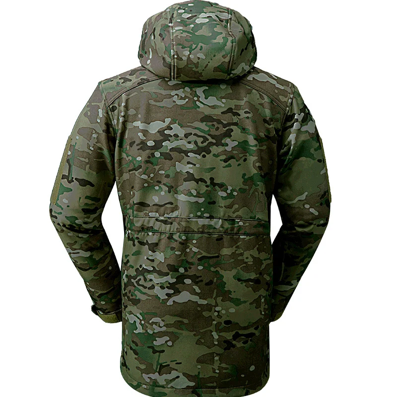 Outdoor Waterproof Camping Tactical Softshell Fleece Jacket Men Camouflage Sports Camo Hiking Hunting Mail Multi Pocket Clothes